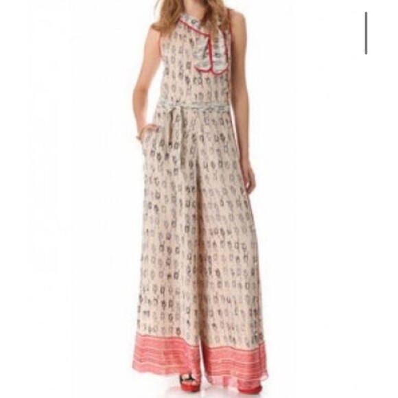 RED VALENTINO $995 100% Silk Jumpsuit Neutrals Size 46 - Picture 1 of 11